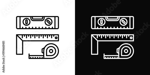 Measuring Tools Icon White And Black Background Style