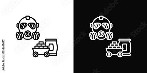 Asbestos Handling Icon White And Black Background Style
