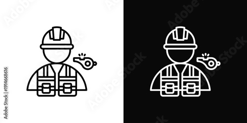 Jobsite Safety Drill Icon White And Black Background Style