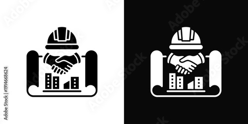 Construction Contractor Icon White And Black Background Style