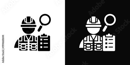 Site Supervision Icon White And Black Background Style