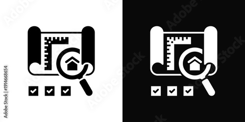 Blueprint Review Icon White And Black Background Style