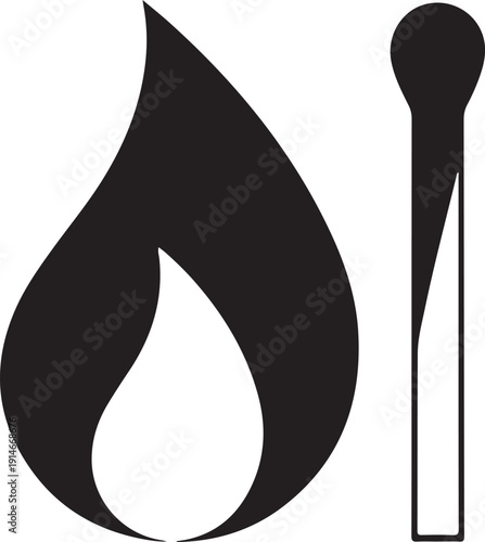 Match, fire sign solid icon. illustration isolated on white 2
