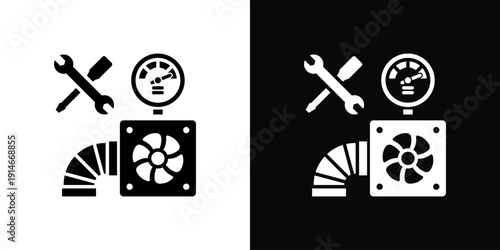 HVAC Installation Icon White And Black Background Style