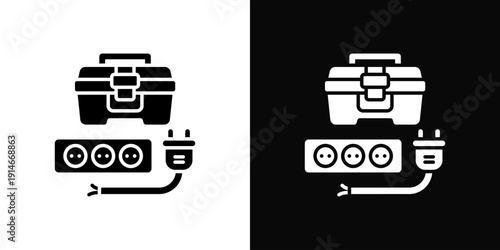 Electrical Wiring Icon White And Black Background Style