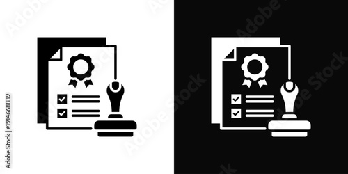 Permit Approval Icon White And Black Background Style