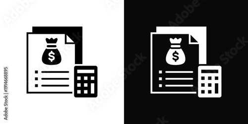 Budget Planning Icon White And Black Background Style