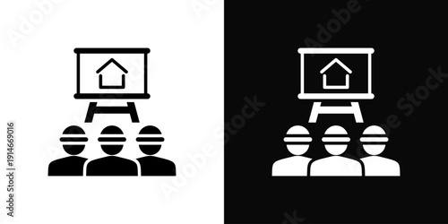 Jobsite Briefing Icon White And Black Background Style