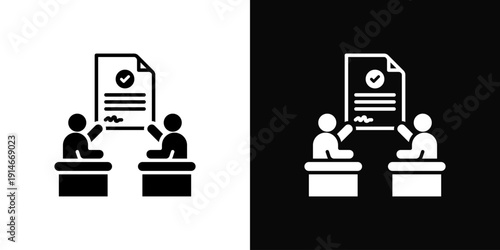 Contract Negotiation Icon White And Black Background Style