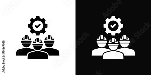 Worker Management Icon White And Black Background Style