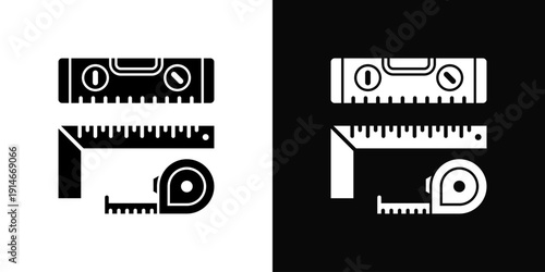 Measuring Tools Icon White And Black Background Style
