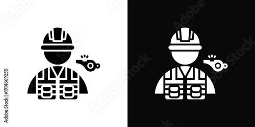 Jobsite Safety Drill Icon White And Black Background Style