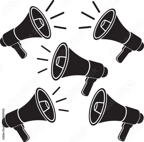 megaphone icon, promotion icon in silhouette vector style with white background