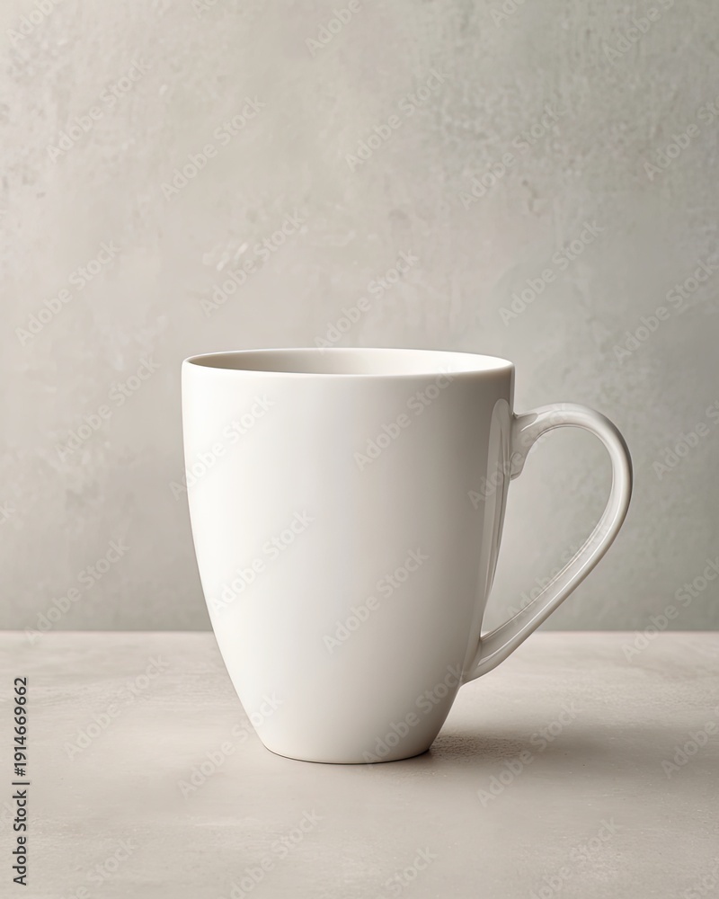 Obraz premium White Ceramic Mug On Light Gray Background