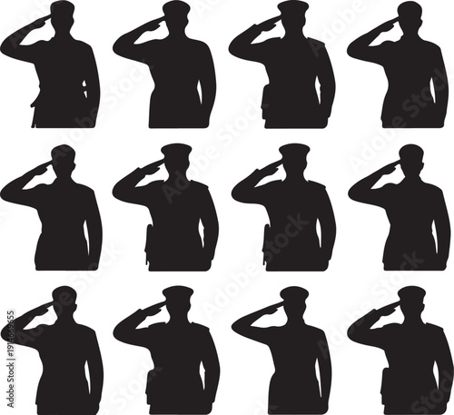 Military man salute silhouette