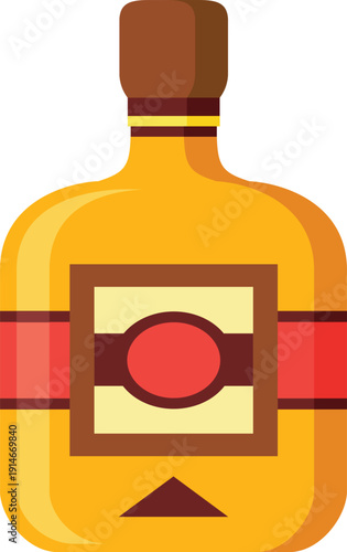 Full, unopened bottle of golden whiskey features a prominent red and cream label with a red circle at its center, set against a clean white backdrop