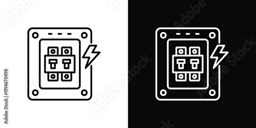 Circuit Breaker Icon White And Black Background Style