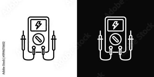 Multimeter Tool Icon White And Black Background Style