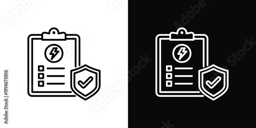 Inspection Checklist Icon White And Black Background Style