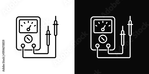 Voltage Testing Icon White And Black Background Style