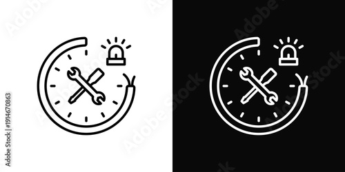 Emergency Repair Icon White And Black Background Style