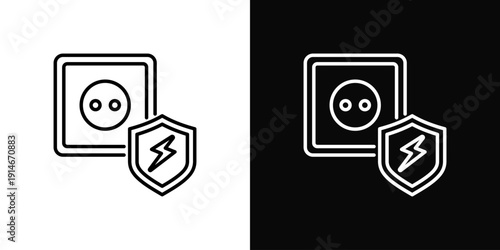 Surge Protection Icon White And Black Background Style