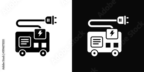 Generator Setup Icon White And Black Background Style