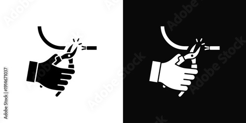 Cable Splicing Icon White And Black Background Style