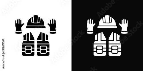 Electrical Safety Gear Icon White And Black Background Style