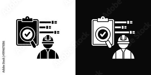 Electrical Inspection Icon White And Black Background Style