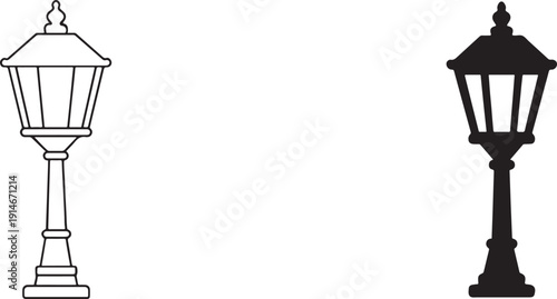 Garden lamp icon for outdoor lighting, landscape design and backyard decor use.