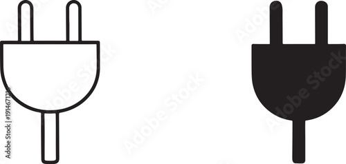 Electric plug icon for power supply, charging, energy and electrical connection use.