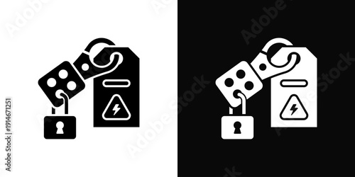 Lockout Tagout Icon White And Black Background Style