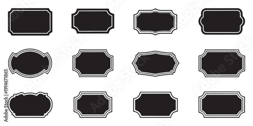 Assortment of ornate rectangular frames and labels on white background vector