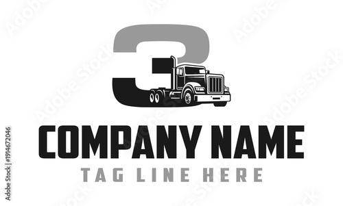 Number 3 Truck logo vector 