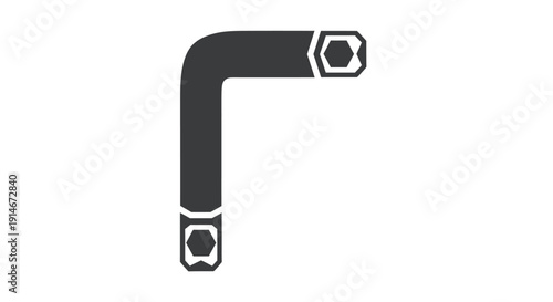Black wrench with hexagonal ends on white background.
