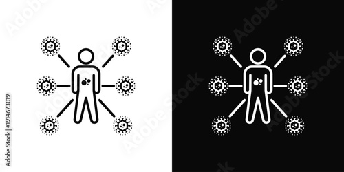 Viral Infection Icon White And Black Background Style