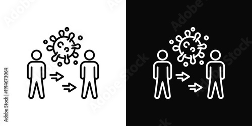 Viral Transmission Icon White And Black Background Style