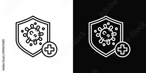 Immune Response Icon White And Black Background Style