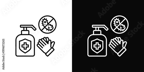 Infection Control Icon White And Black Background Style