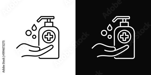 Hand Hygiene Icon White And Black Background Style