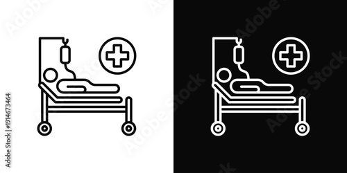 Hospital Ward Icon White And Black Background Style