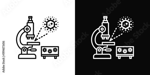 Medical Microscope Icon White And Black Background Style