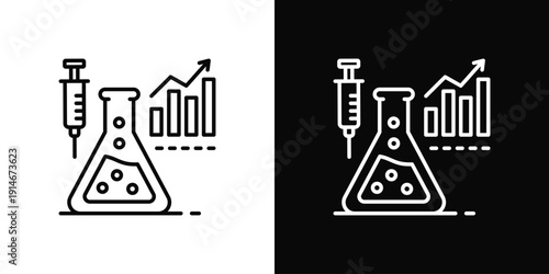 Vaccine Development Icon White And Black Background Style