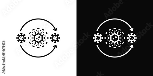 Virus Evolution Icon White And Black Background Style