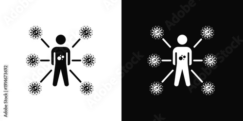 Viral Infection Icon White And Black Background Style