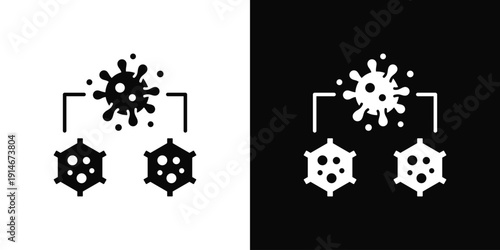 Viral Replication Icon White And Black Background Style