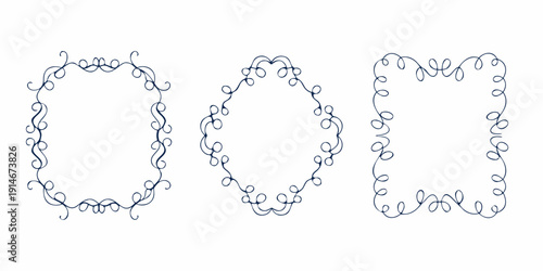 Delicate blue floral frame designs arranged in a horizontal row