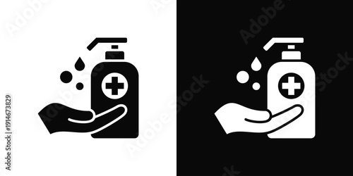 Hand Hygiene Icon White And Black Background Style