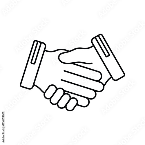 Handshake icon with white background vector stock illustration
